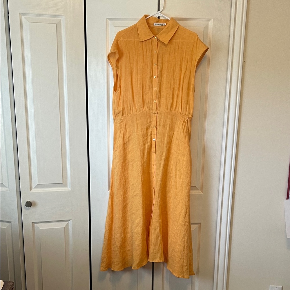 Linen Sleeveless Midi Shirt Dress
